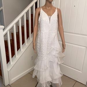 Sparkle Chiffon Ruffle Evening Dress.